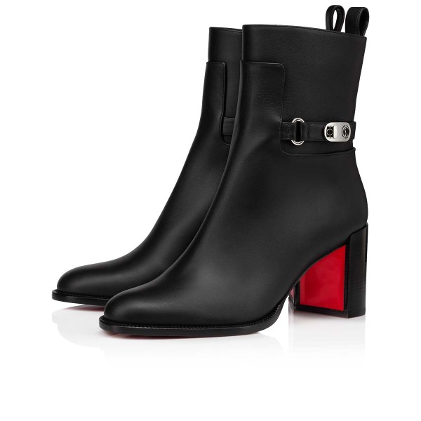 Black / Black Women's Christian Louboutin Lock Booty Ankle Boots | 2Yu8BR9k