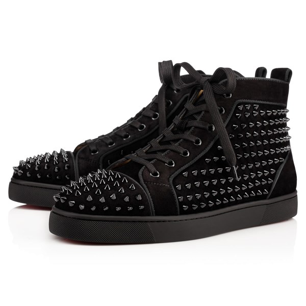 Black Men's Christian Louboutin Louis High Top Sneakers | 4kZKgQlK