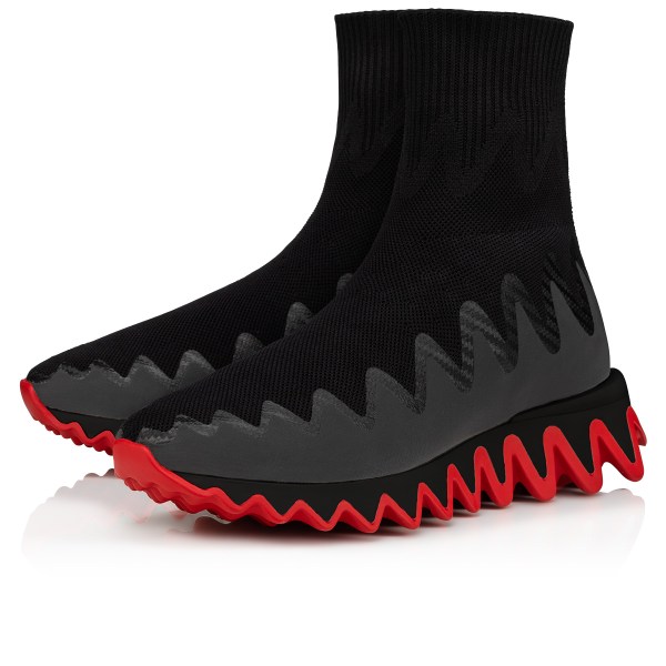 Black Men's Christian Louboutin Sharky Sock Man High Top Sneakers | X0wBdlsQ