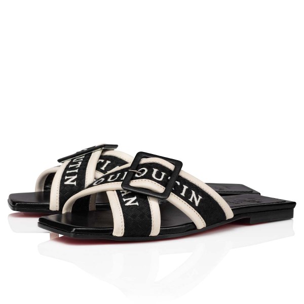 Black Women's Christian Louboutin Crossimule Sandals & Slides | P6RDYSVi