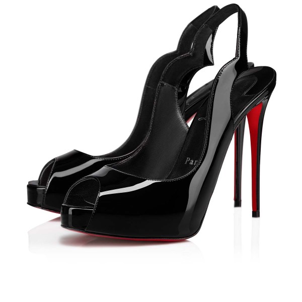 Black Women's Christian Louboutin Hot Chick Sling Alta Platforms | jsbqQpTc