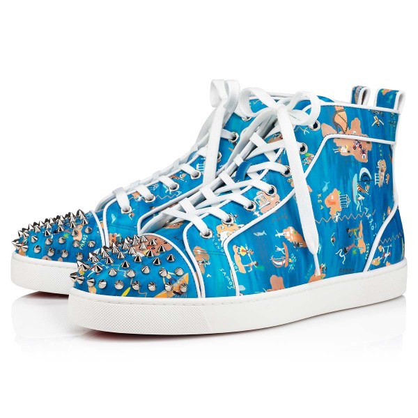 Multicolor Men's Christian Louboutin Lou Spikes High Top Sneakers | IFTJDuGd