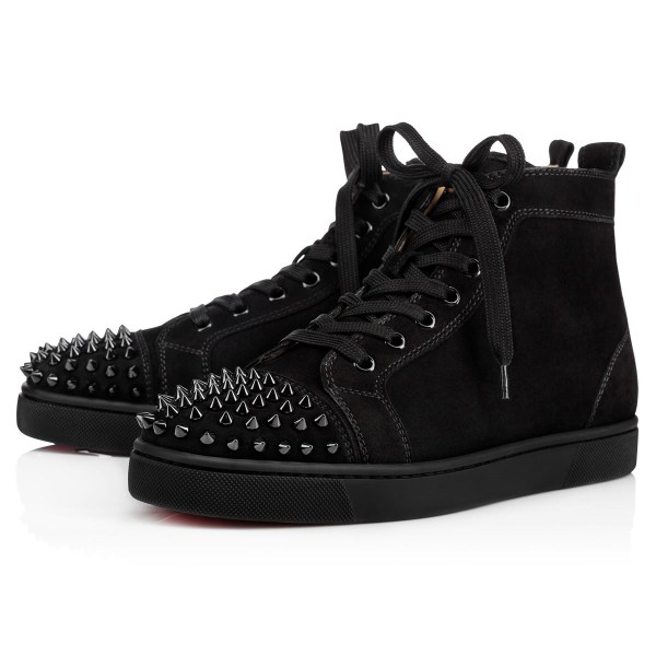 Red Men's Christian Louboutin Lou Spikes High Top Sneakers | FgleCk5X