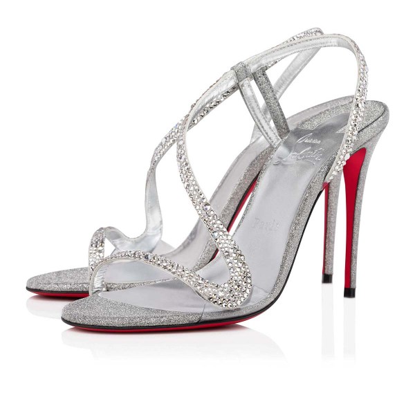 Silver Women's Christian Louboutin Rosalie Strass Sandals & Slides | wEaFflmr