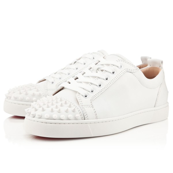 White Men's Christian Louboutin Louis Junior Spikes Low Top Sneakers | nmgtcf3m