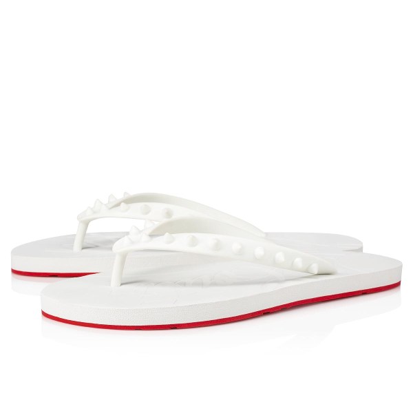 White Women's Christian Louboutin Loubi Flip Flats | 1jTWdyL1