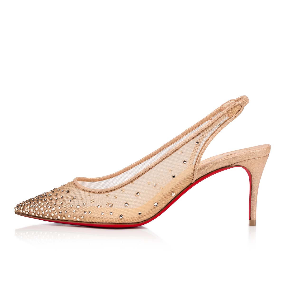 Beige Women's Christian Louboutin Follies Strass Sling Heels | HimeWLyK