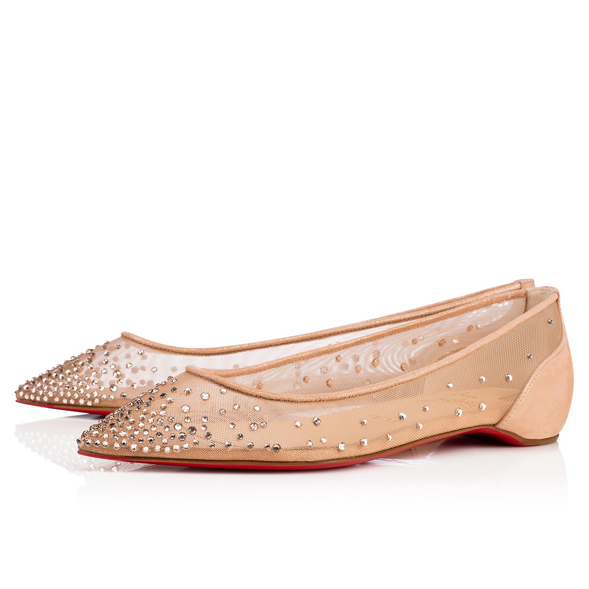 Beige Women\'s Christian Louboutin Follies Strass Flats | VAVppRDJ