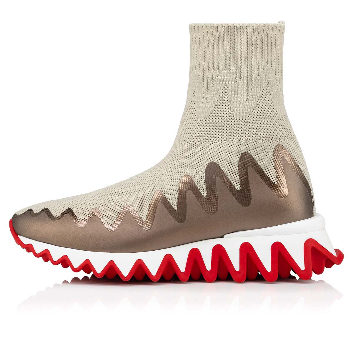 Beige Women's Christian Louboutin Sharky Sock Sneakers | qnC5lCPT