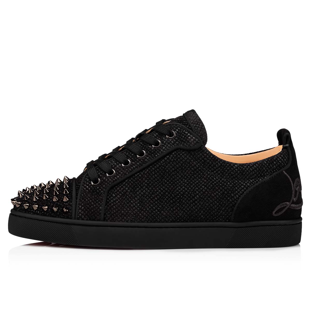 Black / Black Men's Christian Louboutin Fun Louis Junior Spikes Low Top Sneakers | e4xJFAtq