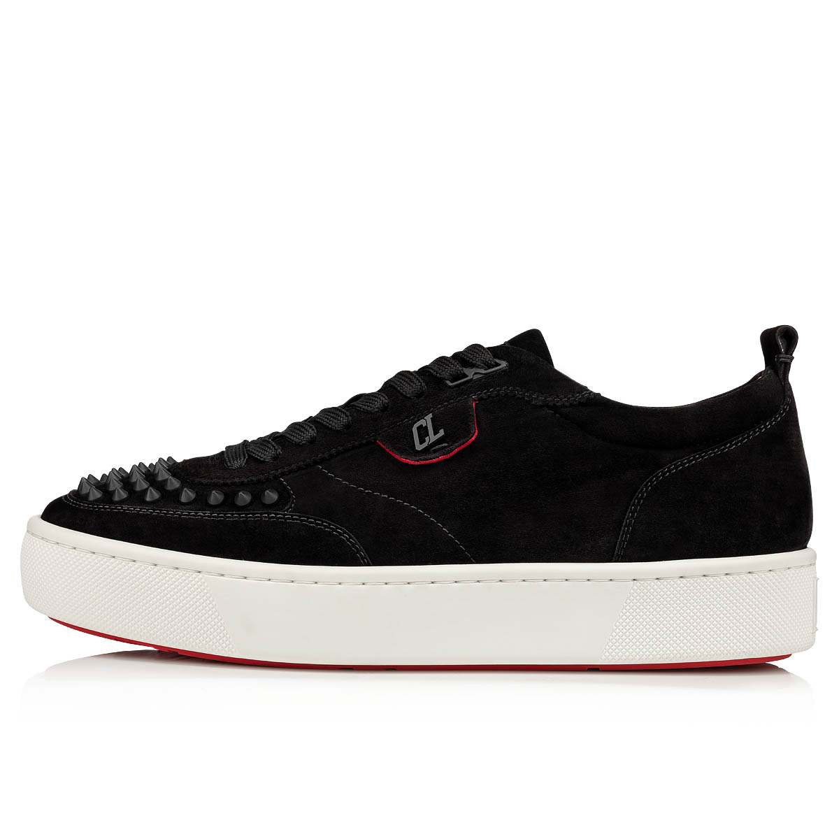 Black / Black Men's Christian Louboutin Happyrui Spikes Low Top Sneakers | rO6gLwgb