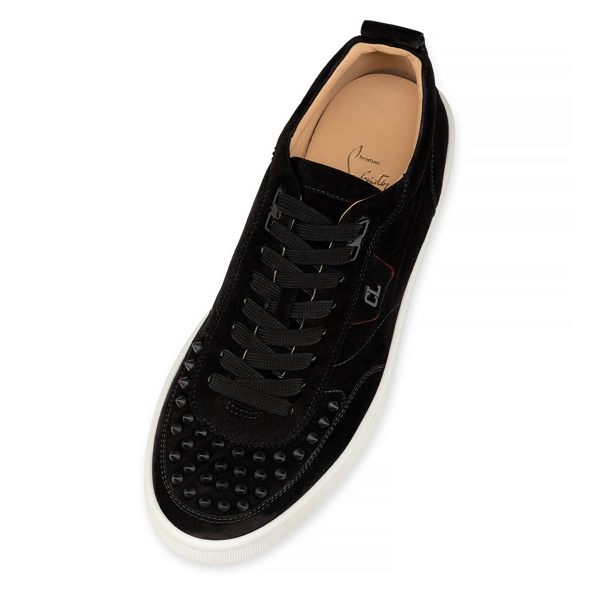 Black / Black Men's Christian Louboutin Happyrui Spikes Low Top Sneakers | rO6gLwgb