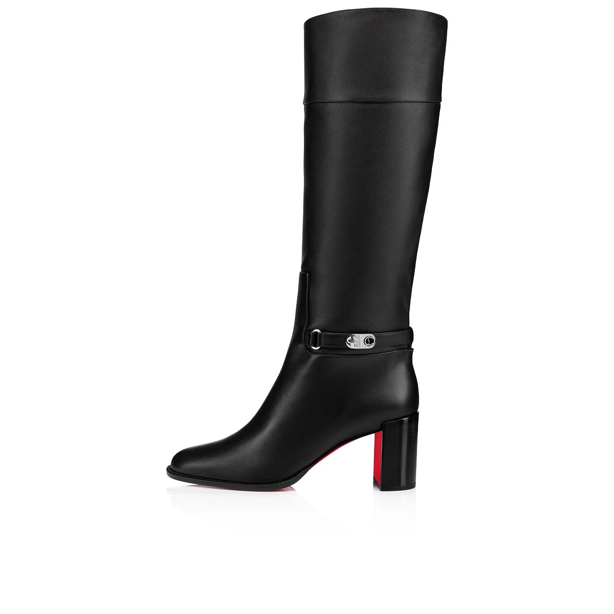 Black / Black Women's Christian Louboutin Lock Botta Tall Boots | uxLXEY0x