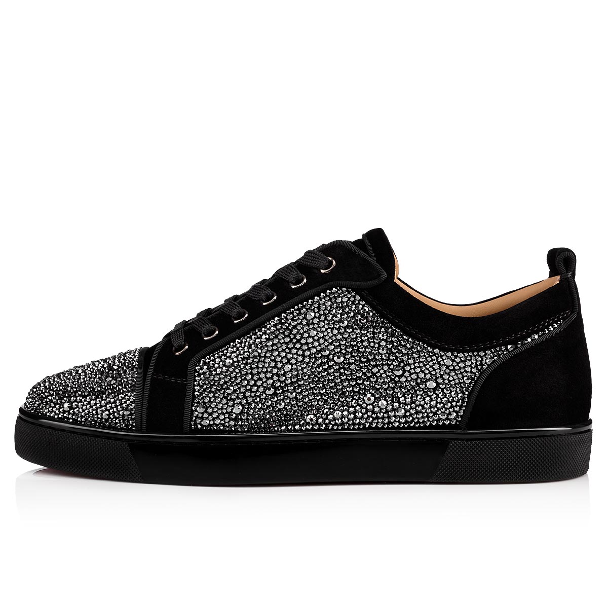 Black Men's Christian Louboutin Louis Junior Strass Low Top Sneakers | WhmfzI5v