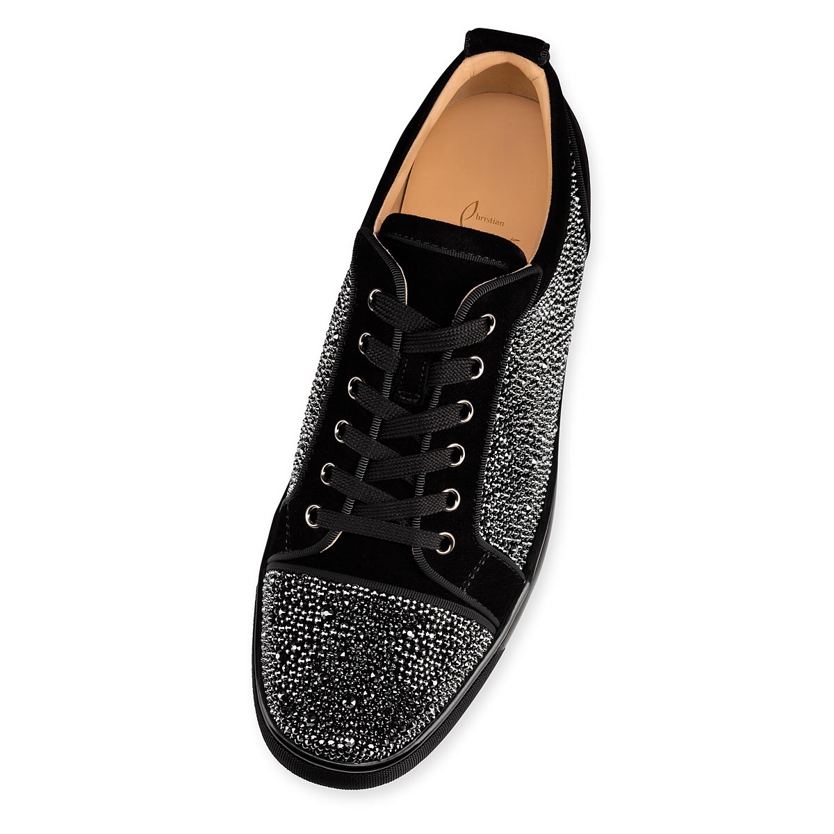 Black Men's Christian Louboutin Louis Junior Strass Low Top Sneakers | WhmfzI5v