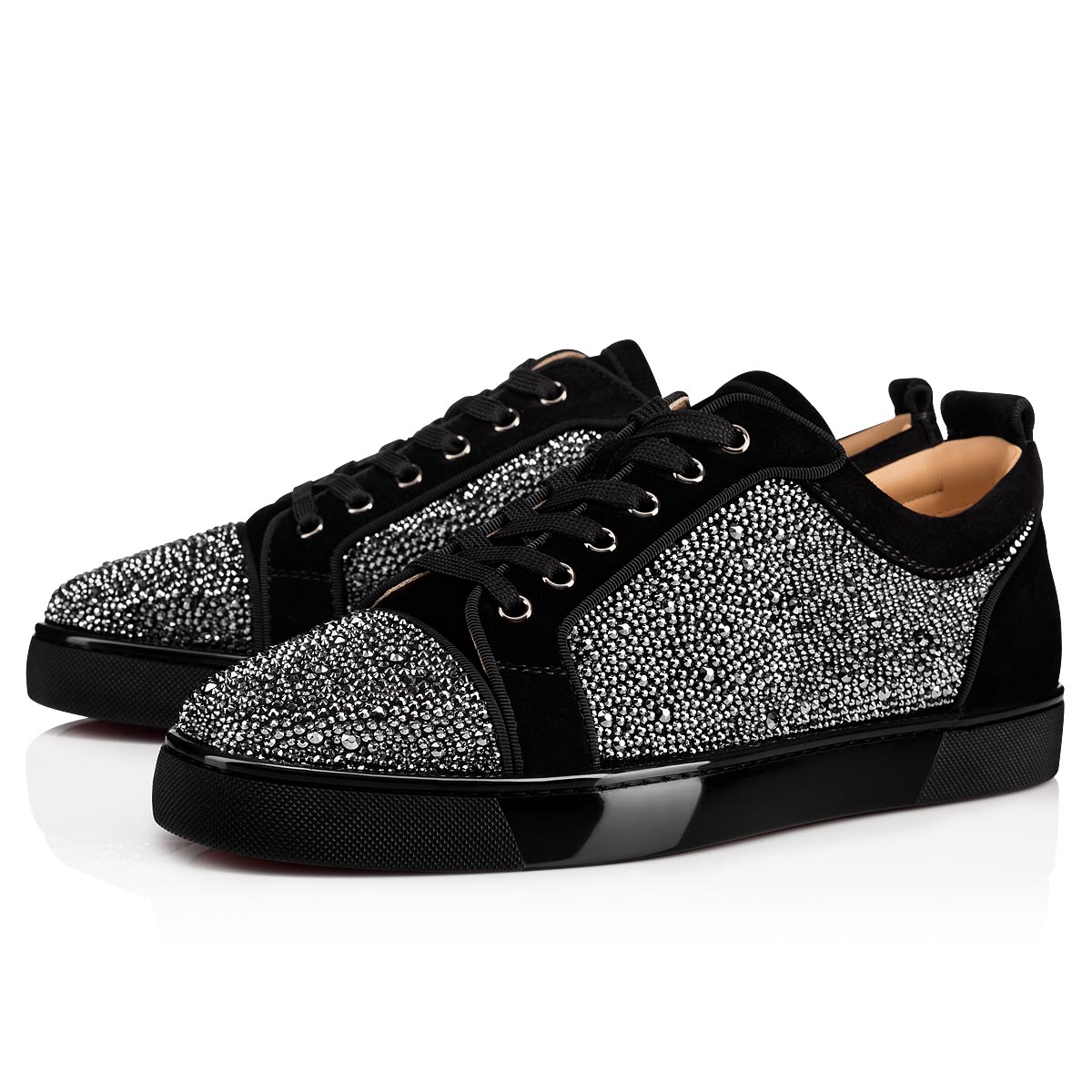 Black Men\'s Christian Louboutin Louis Junior Strass Low Top Sneakers | WhmfzI5v