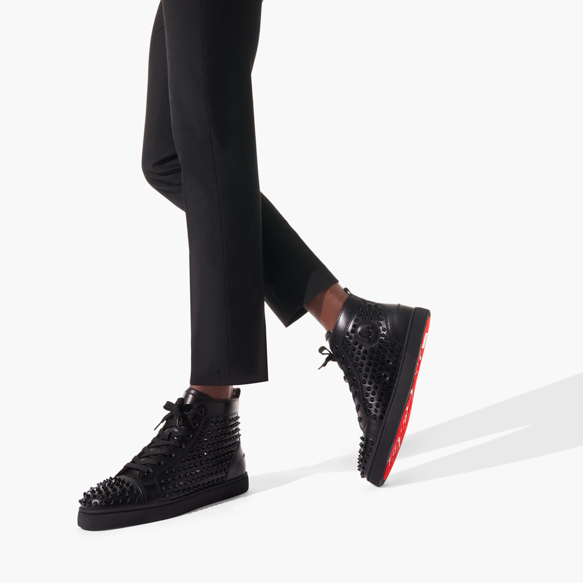 Black Men's Christian Louboutin Louis Spikes High Top Sneakers | mR8Dveg4