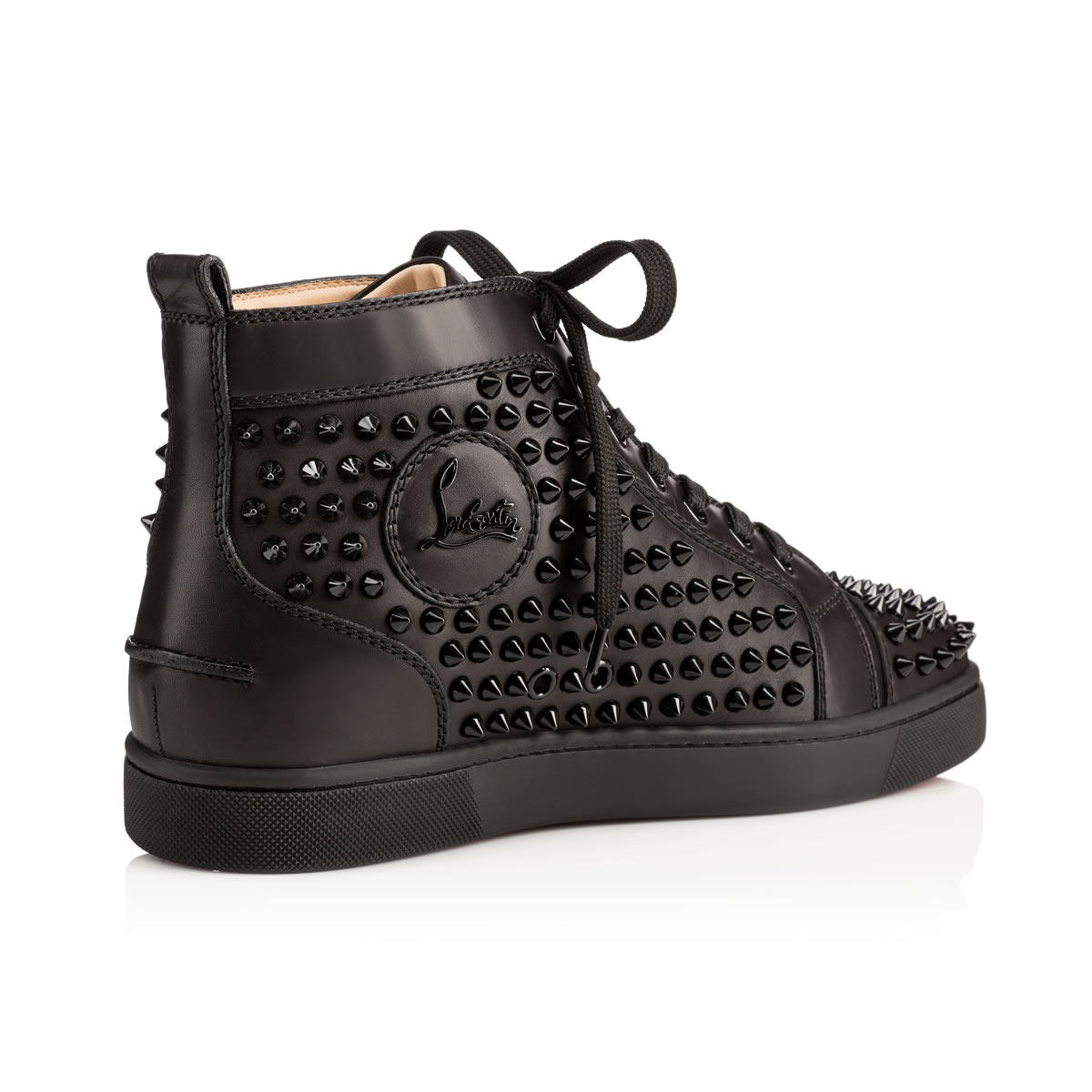 Black Men's Christian Louboutin Louis Spikes High Top Sneakers | mR8Dveg4