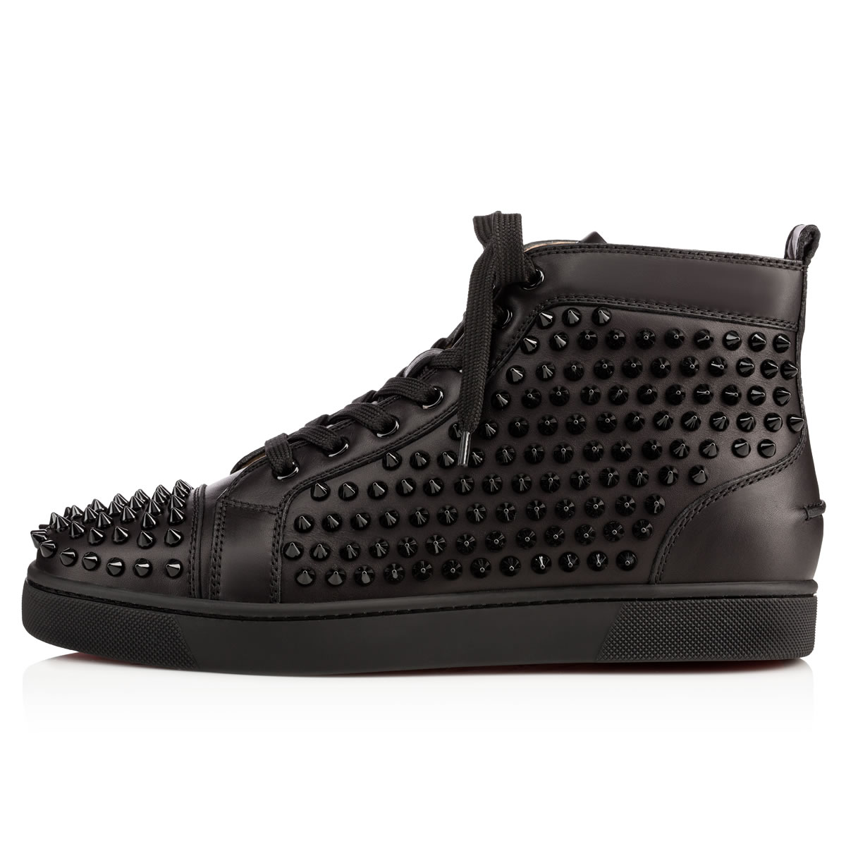 Black Men's Christian Louboutin Louis Spikes High Top Sneakers | mR8Dveg4