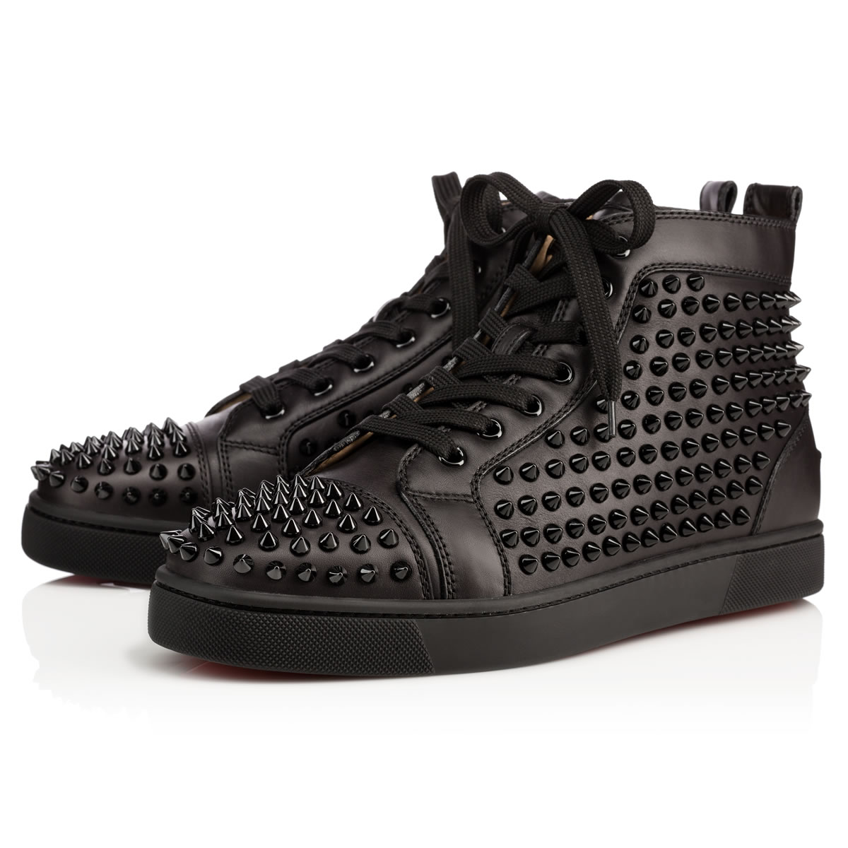 Black Men\'s Christian Louboutin Louis Spikes High Top Sneakers | mR8Dveg4