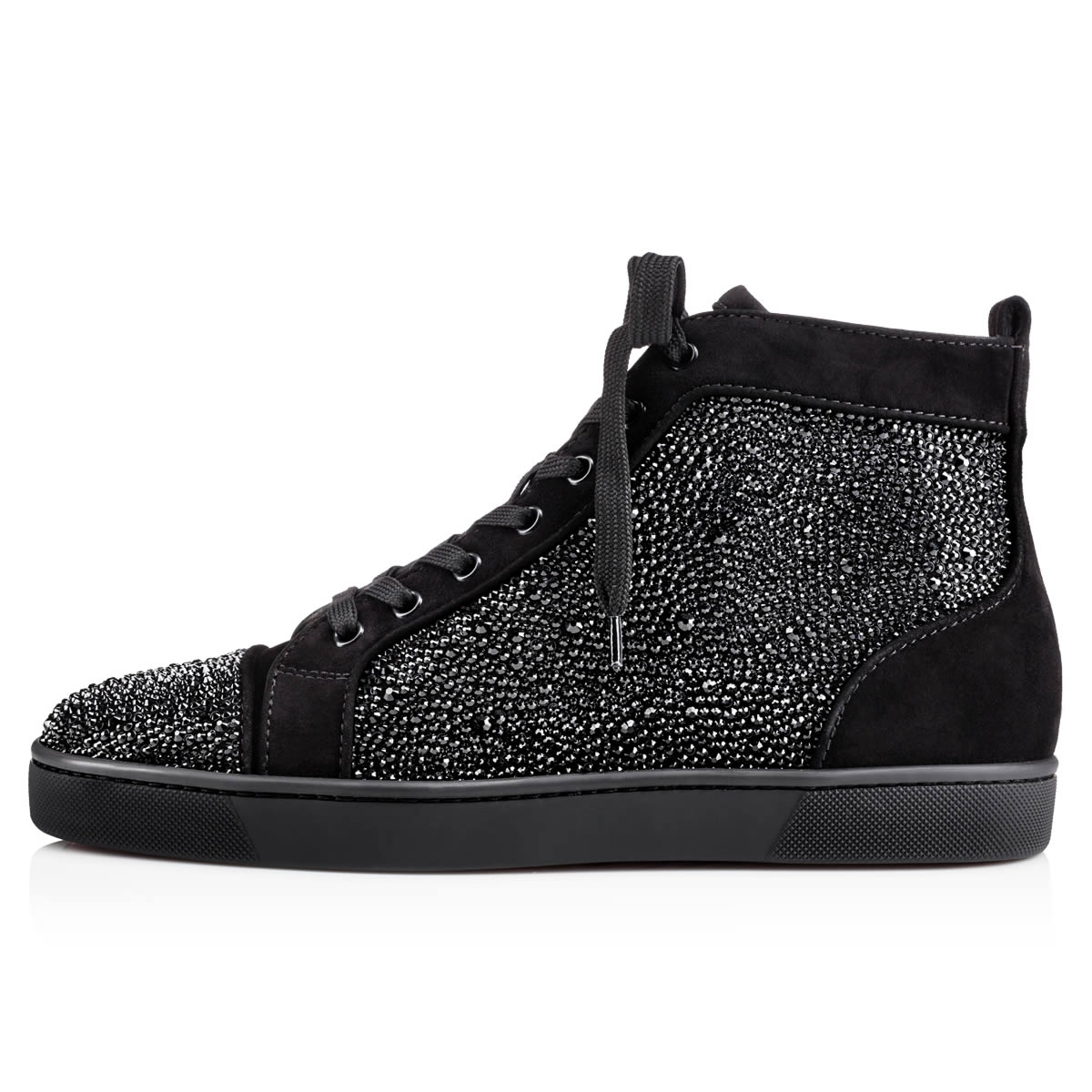 Black Men's Christian Louboutin Louis Strass High Top Sneakers | IqIqGnpy