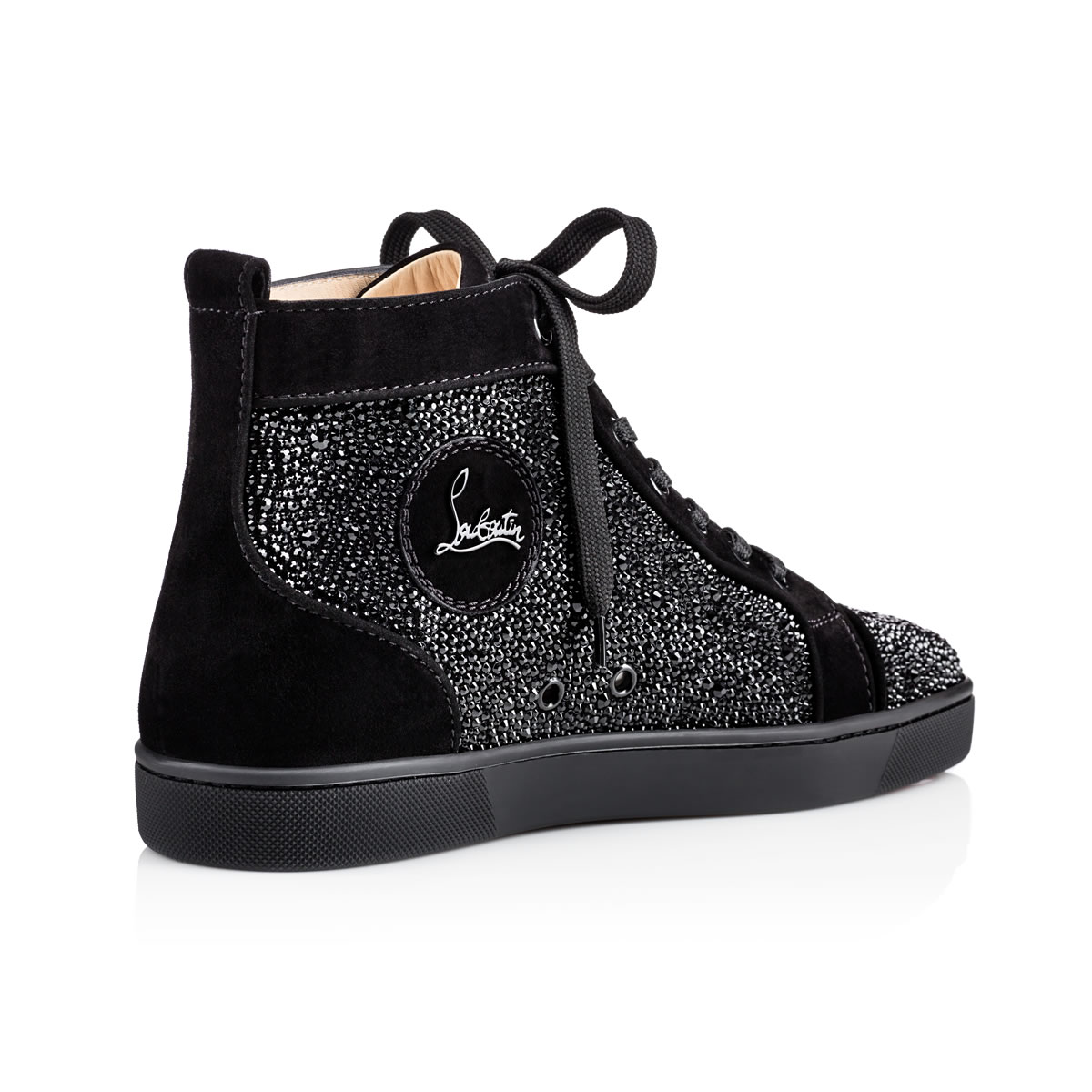 Black Men's Christian Louboutin Louis Strass High Top Sneakers | IqIqGnpy