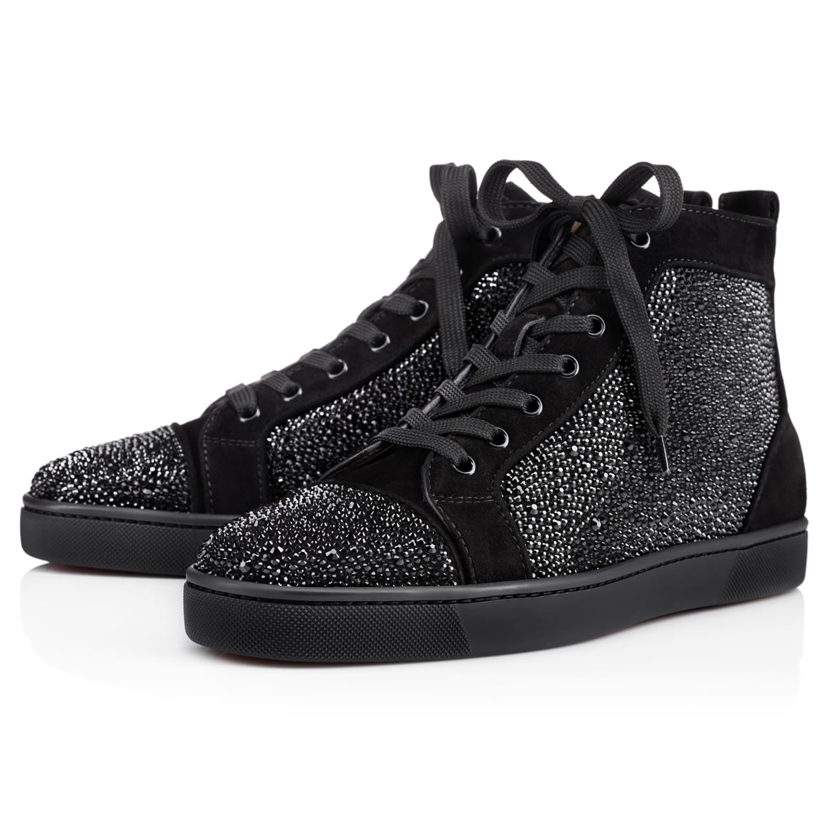 Black Men\'s Christian Louboutin Louis Strass High Top Sneakers | IqIqGnpy