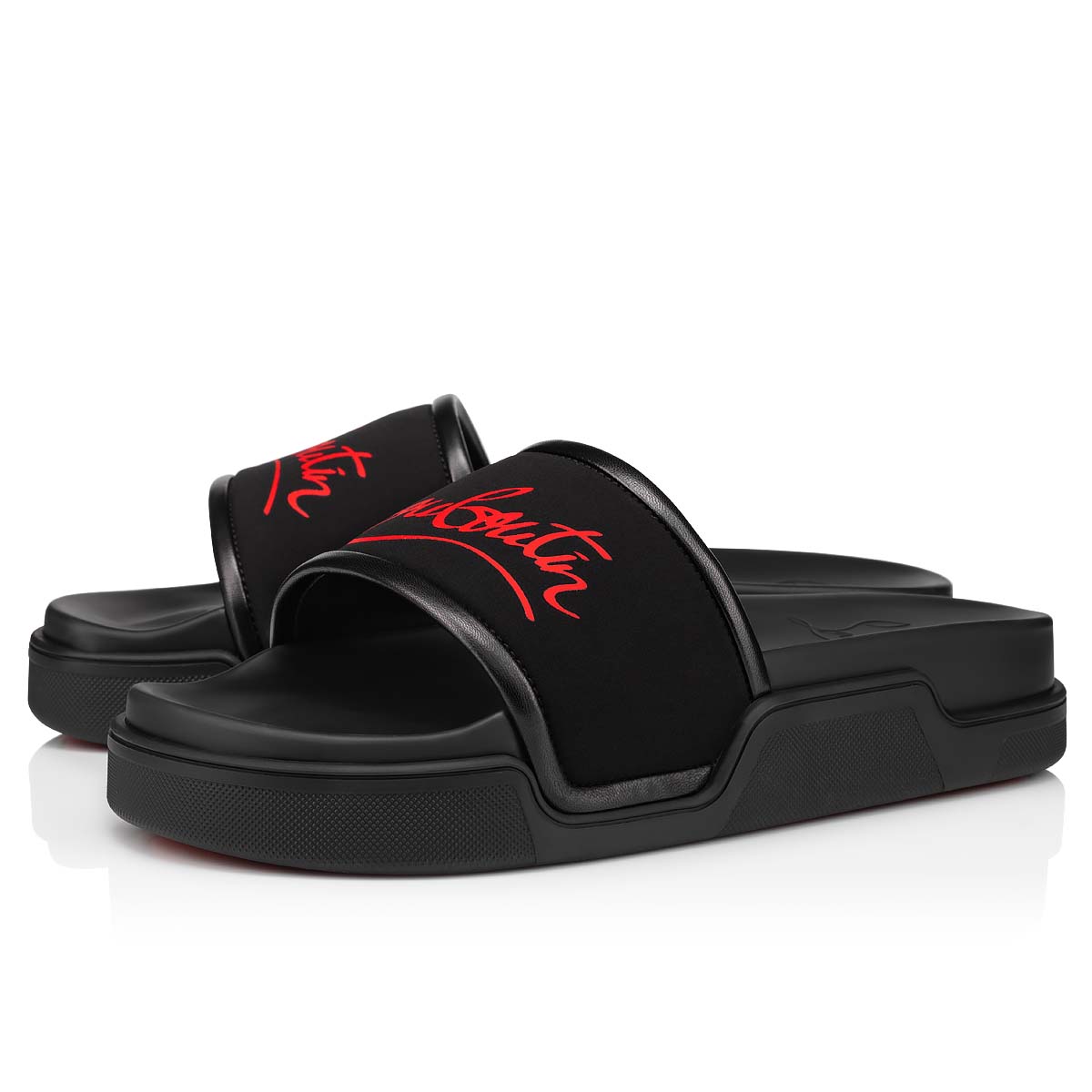 Black Men\'s Christian Louboutin Navy Pool Man Sandals & Slides | zUnO6m8M