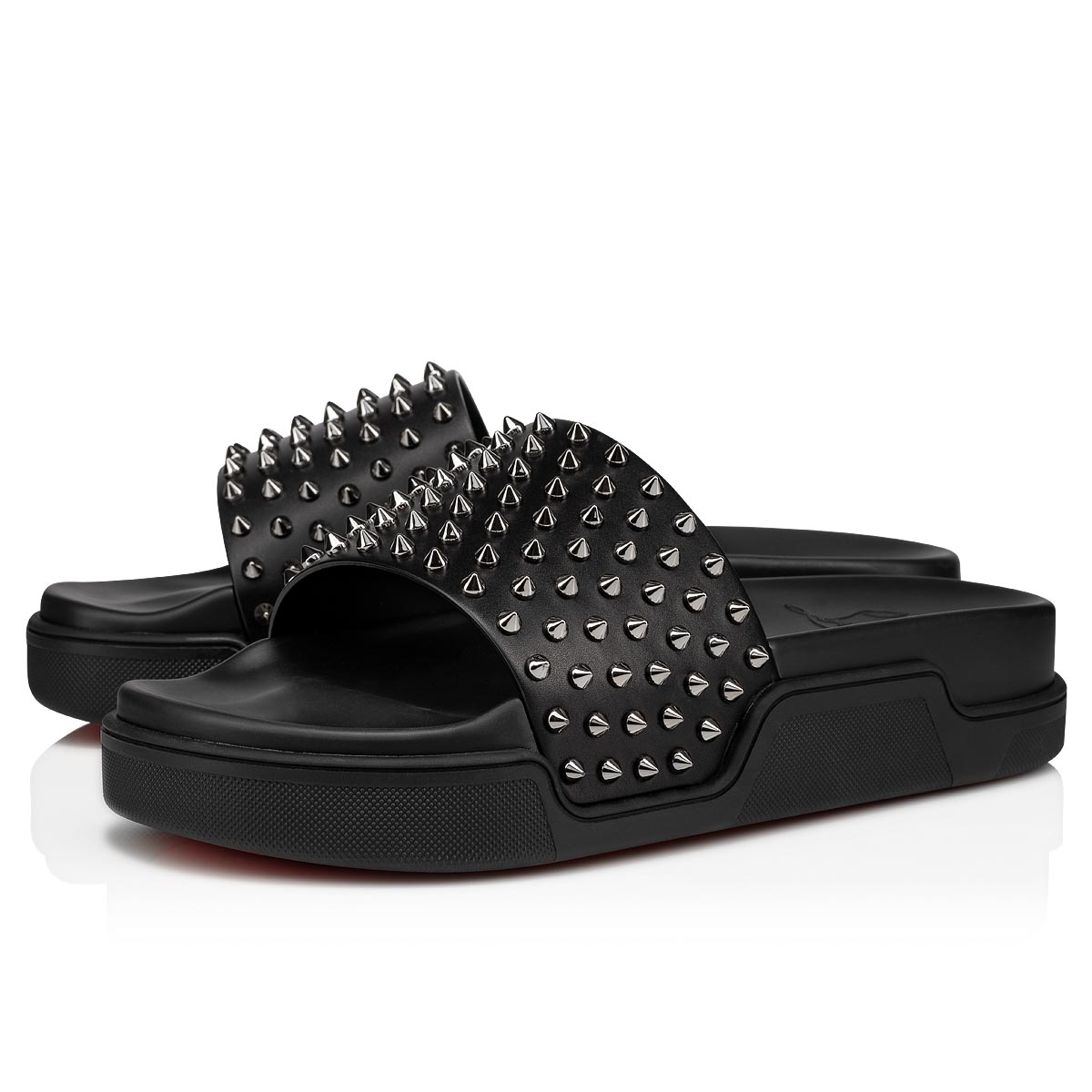 Black Men\'s Christian Louboutin Pool Fun Sandals & Slides | SbE4UpOi