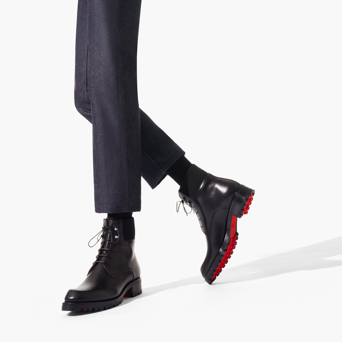 Black Men's Christian Louboutin Trapman Ankle Boots | yA5UtjZ7