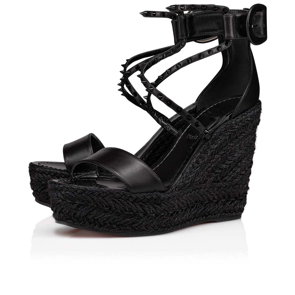 Black Women\'s Christian Louboutin Chocazeppa Spikes Espadrilles | 3HTdAyiU