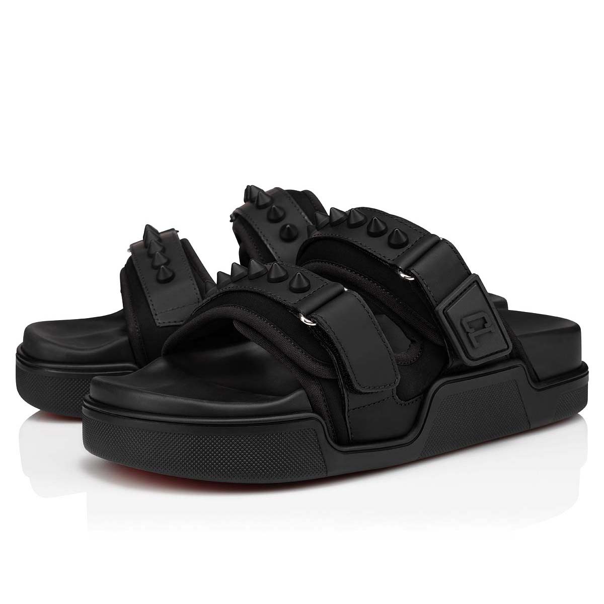 Black Women\'s Christian Louboutin Daddy Pool Sandals & Slides | 7BIvqH9w