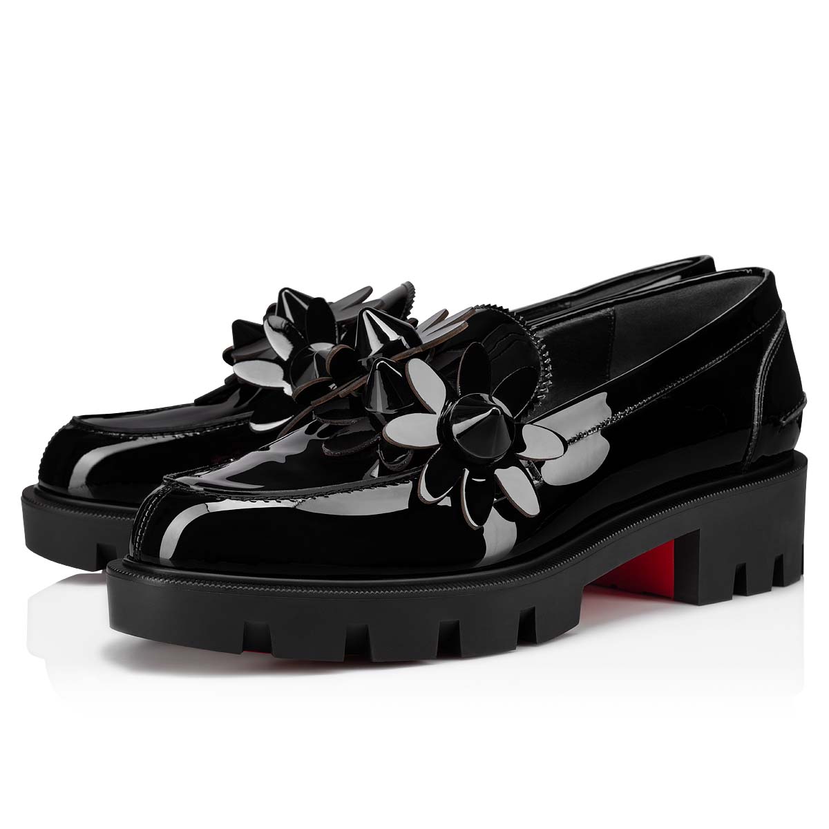 Black Women\'s Christian Louboutin Daisy Spikes Moc Flats | kEn2jqGH