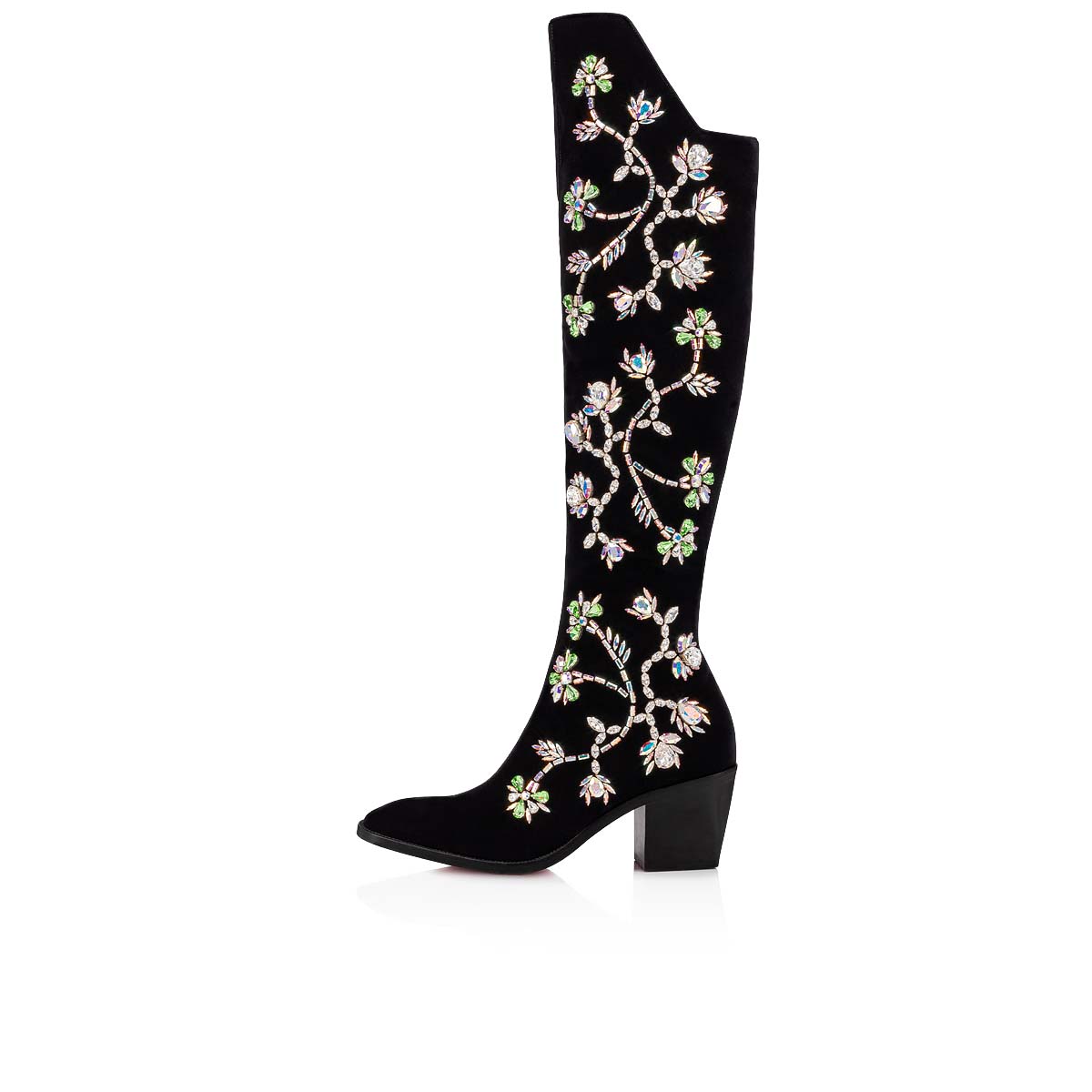 Black Women's Christian Louboutin Morgan Fleur Tall Boots | ogb0OCYm