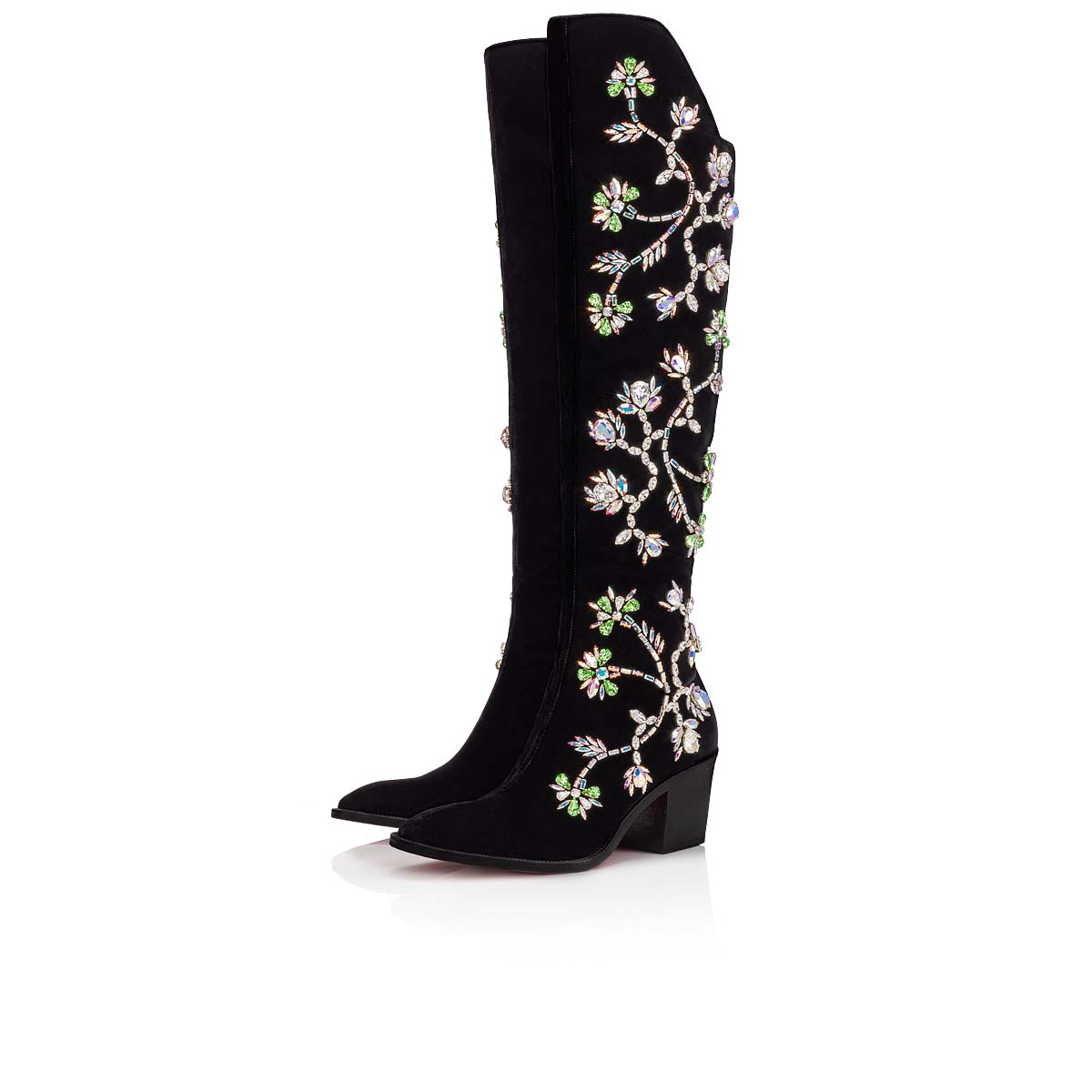 Black Women\'s Christian Louboutin Morgan Fleur Tall Boots | ogb0OCYm