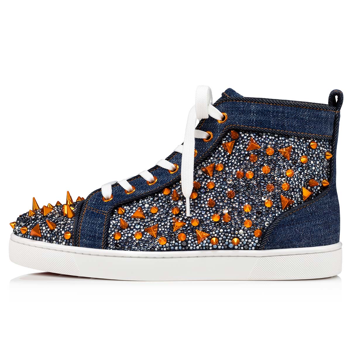 Blue / Gold Men's Christian Louboutin Louis Pik Pik Strass High Top Sneakers | XQJuap18