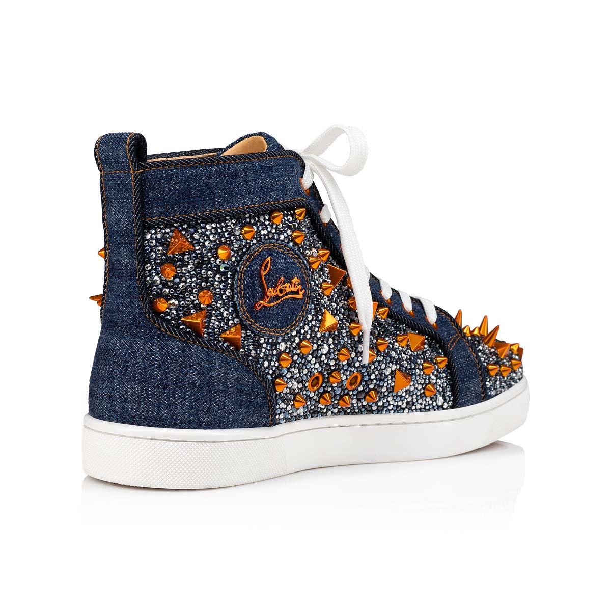 Blue / Gold Men's Christian Louboutin Louis Pik Pik Strass High Top Sneakers | XQJuap18