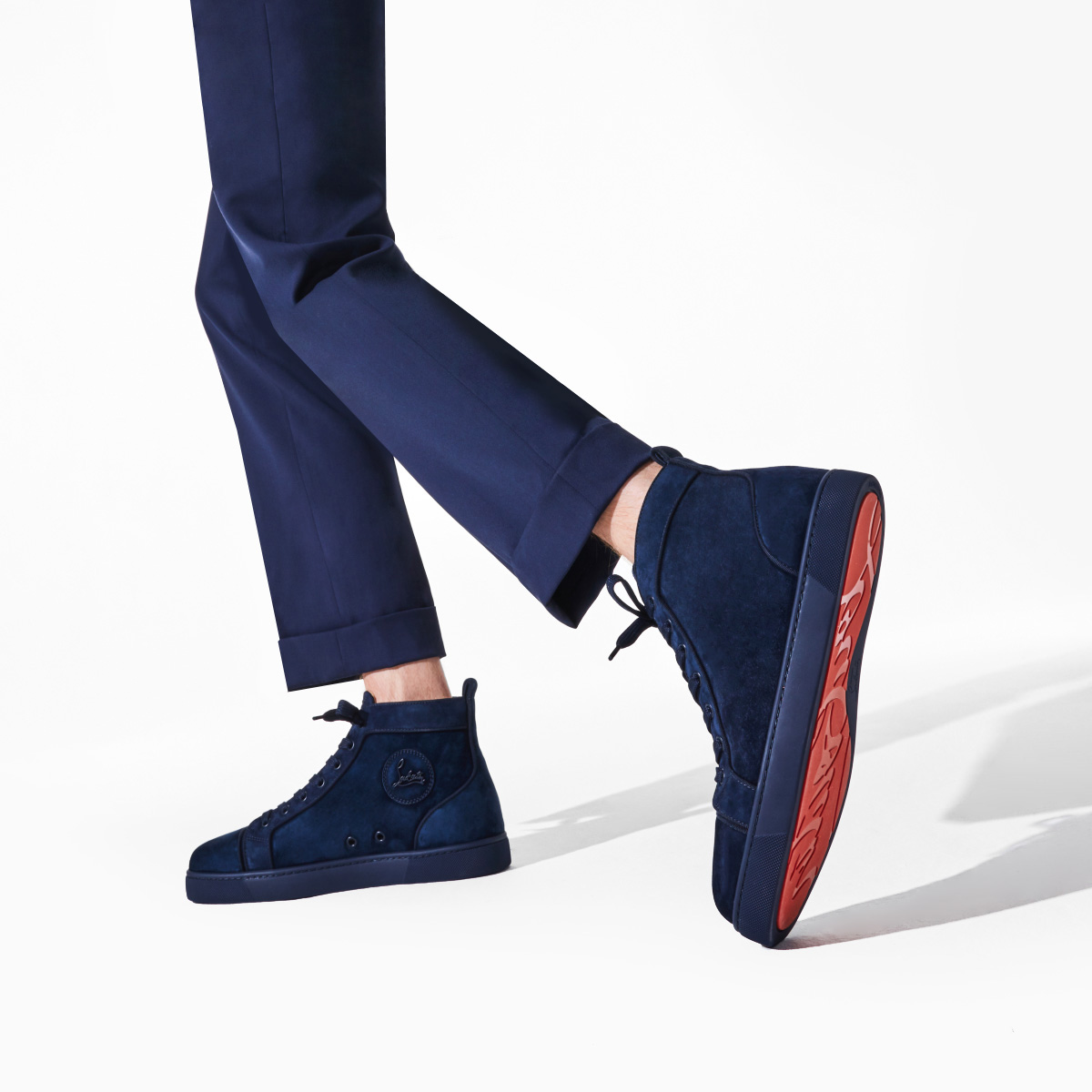 Blue Men's Christian Louboutin Louis High Top Sneakers | UHNEXYaV