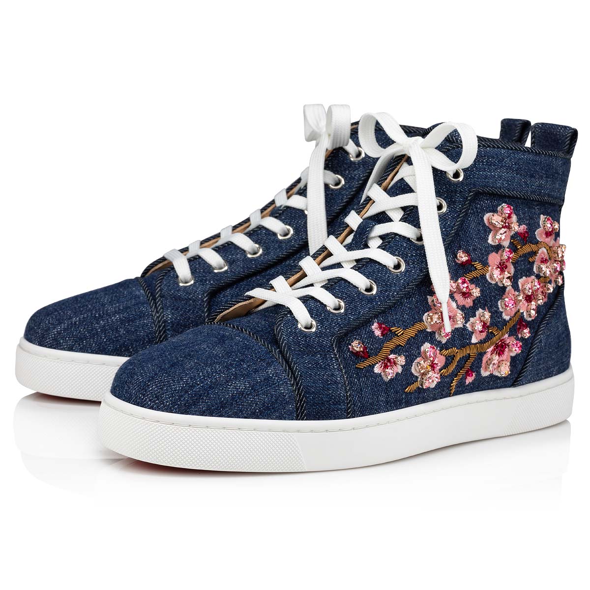 Blue Men\'s Christian Louboutin Louis Sakura High Top Sneakers | oIrYHiCN