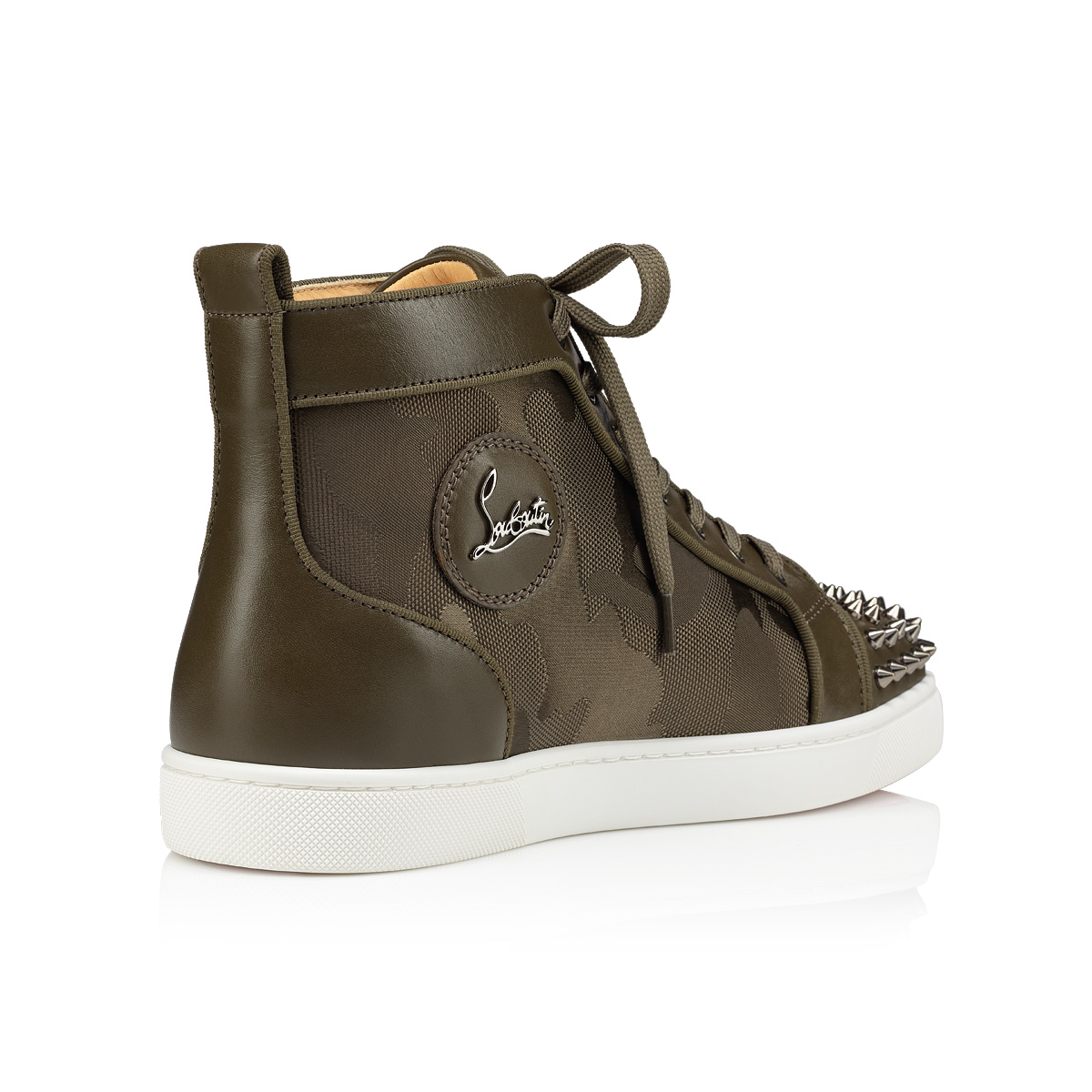 Brown Men's Christian Louboutin Lou Spikes High Top Sneakers | WOD3OUqw