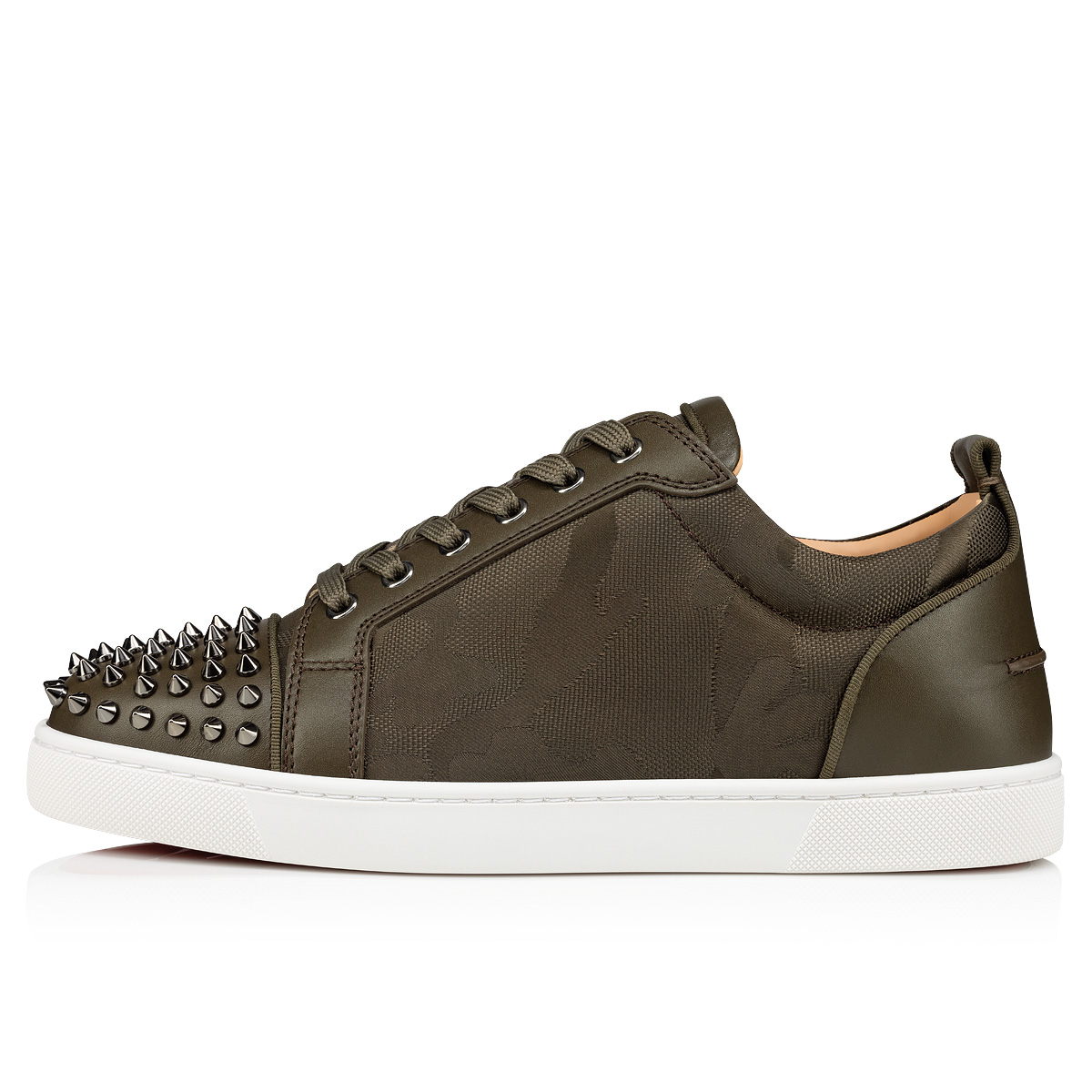 Brown Men's Christian Louboutin Louis Junior Spikes Low Top Sneakers | YwU4XpMq