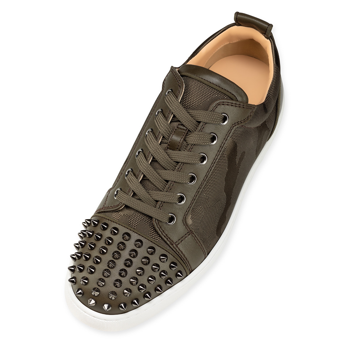 Brown Men's Christian Louboutin Louis Junior Spikes Low Top Sneakers | YwU4XpMq