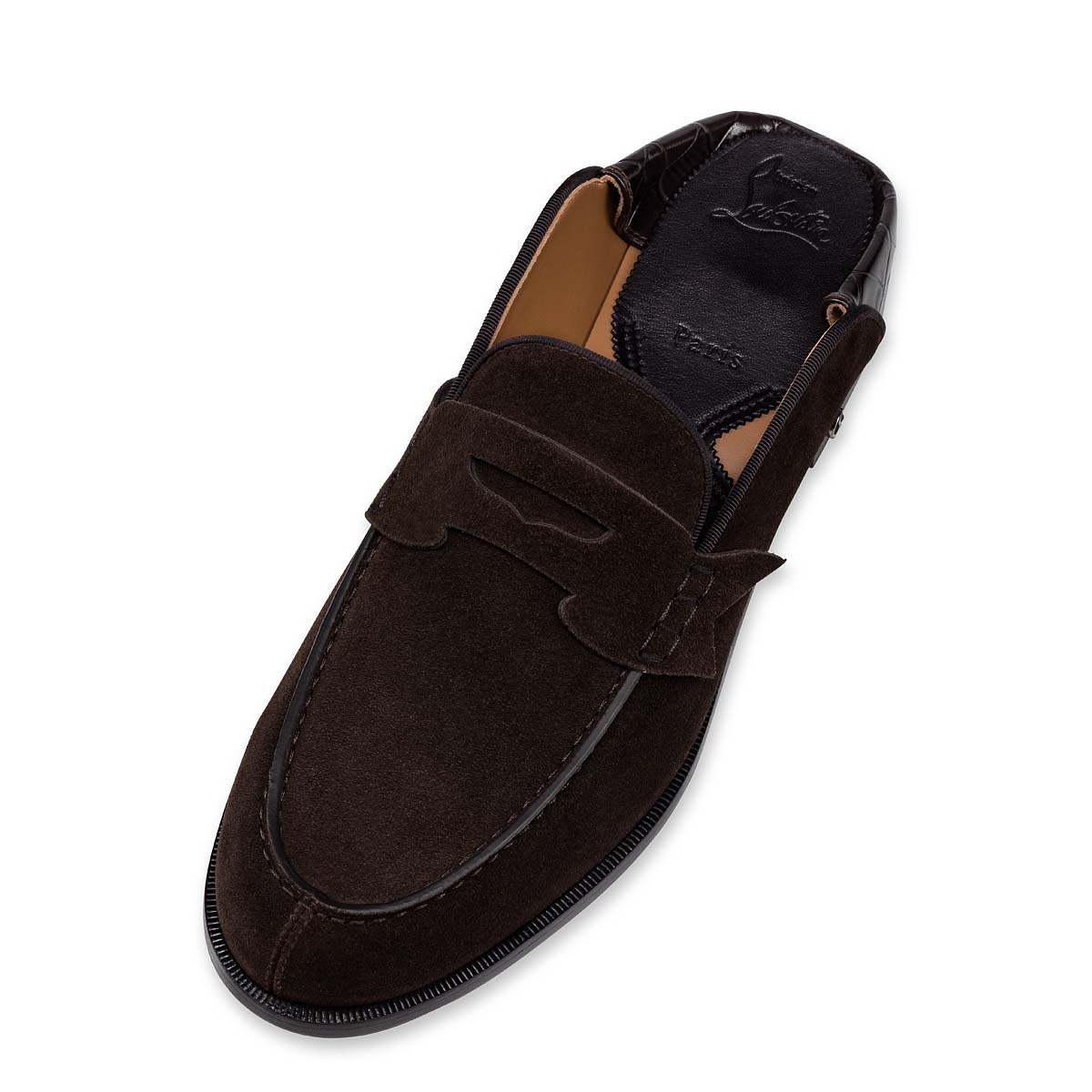 Brown Men's Christian Louboutin Penny No Back Loafers & Slip-ons | ZubkaCGD