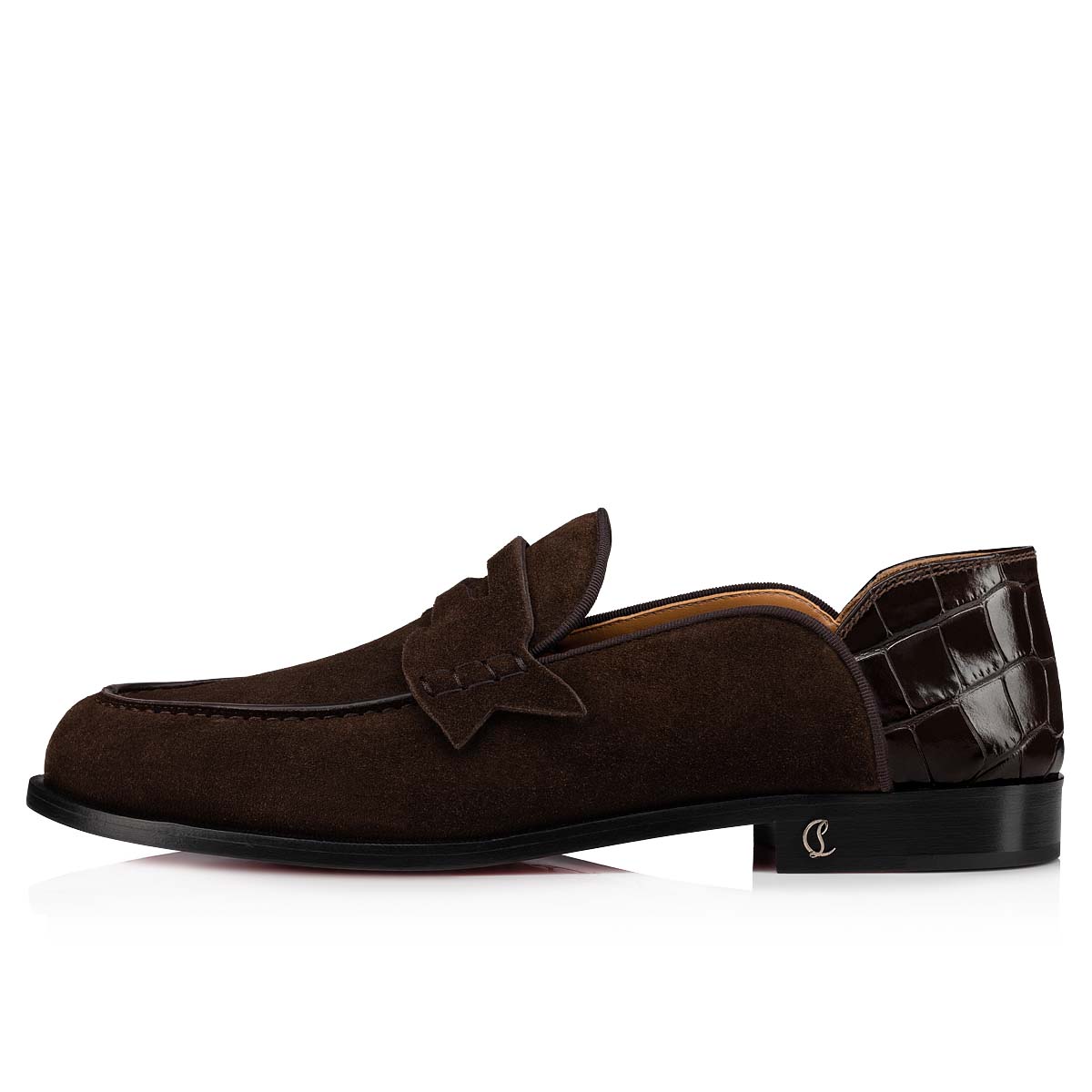 Brown Men's Christian Louboutin Penny No Back Loafers & Slip-ons | ZubkaCGD