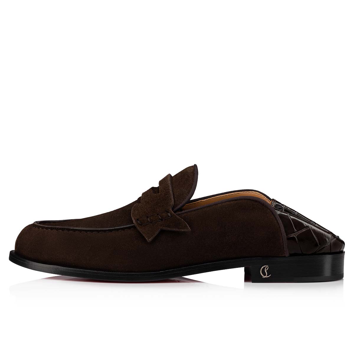 Brown Men's Christian Louboutin Penny No Back Loafers & Slip-ons | ZubkaCGD