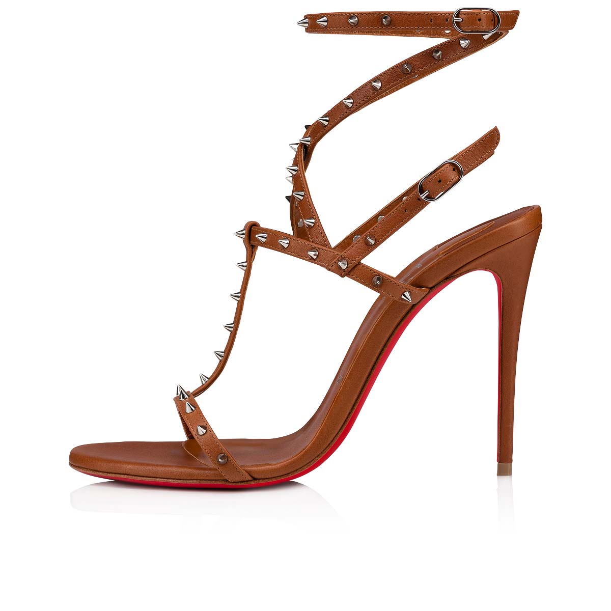 Brown Women's Christian Louboutin Bombina Spikes Sandals & Slides | ngSIo2Iz