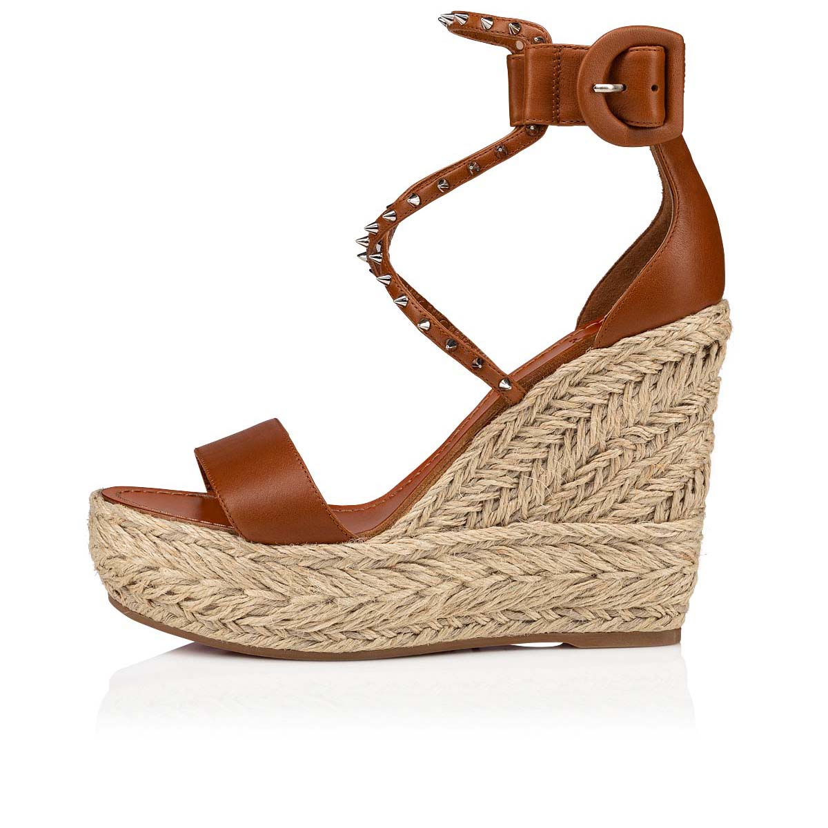 Brown Women's Christian Louboutin Chocazeppa Spikes Espadrilles | DMCdrMeq