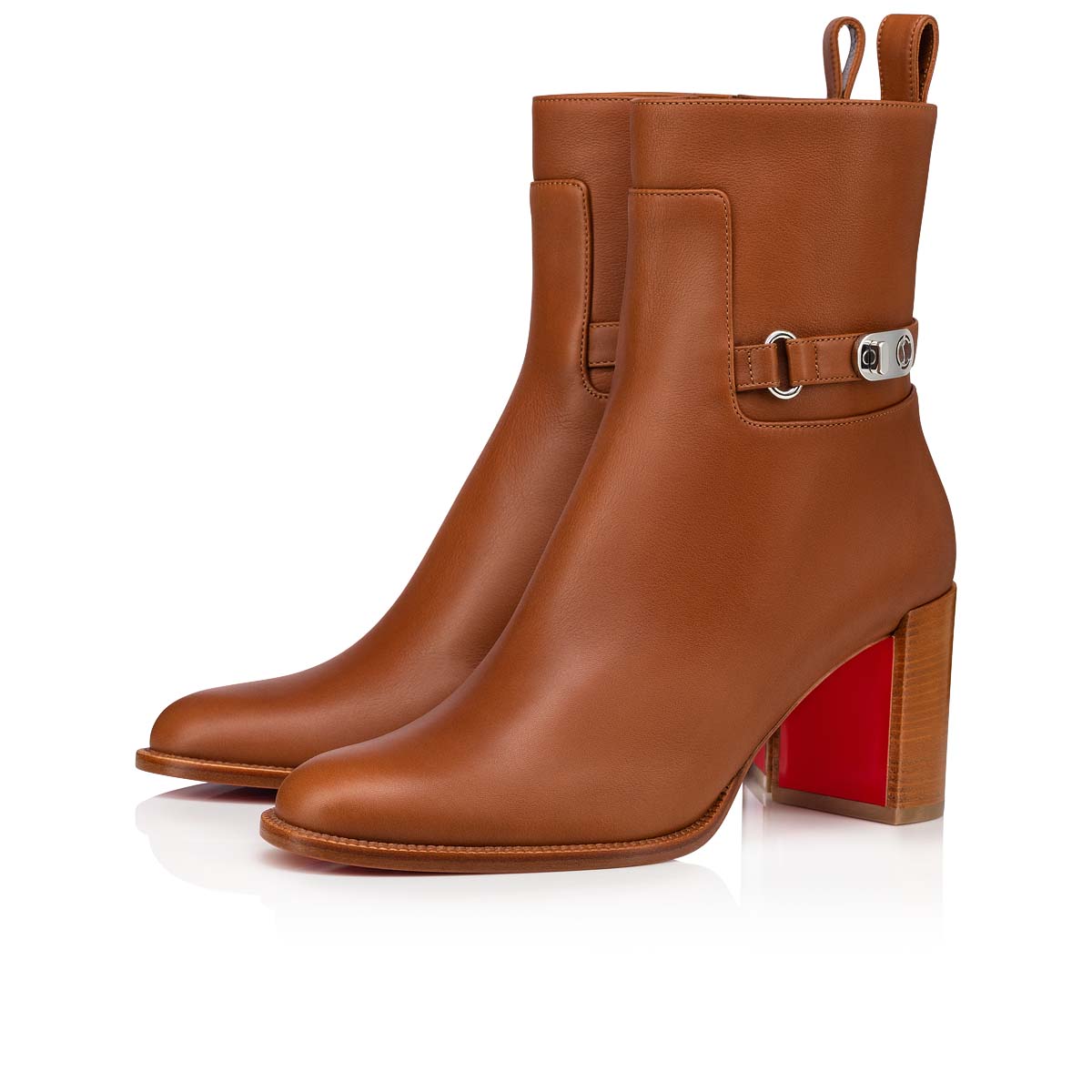 Brown Women\'s Christian Louboutin Lock Booty Ankle Boots | r2JYYLs0