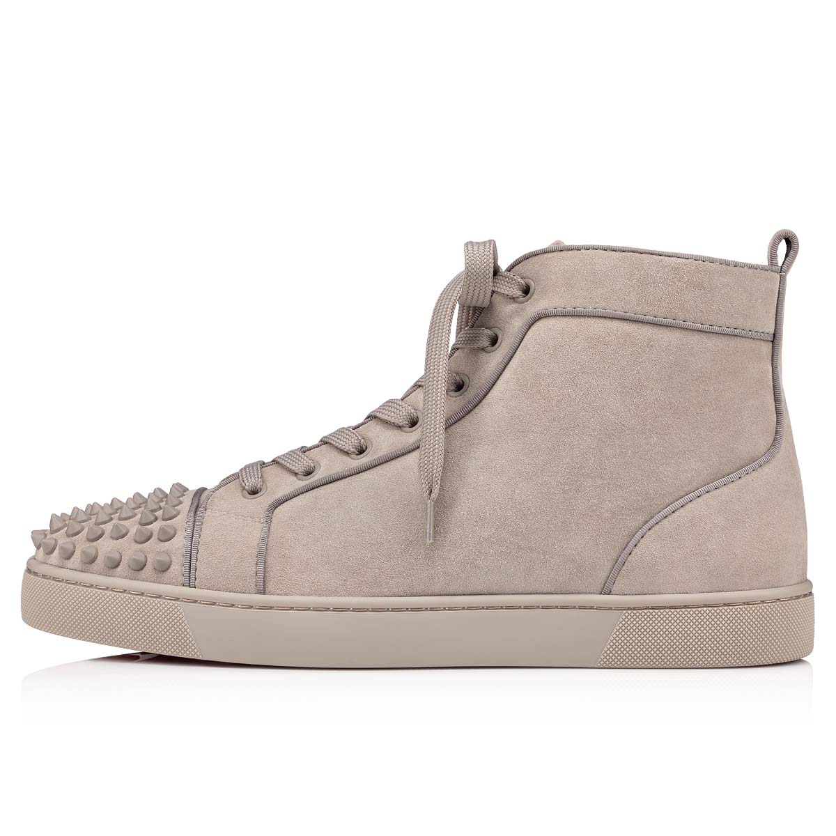 Grey Men's Christian Louboutin Lou Spikes High Top Sneakers | c7QwX2DO