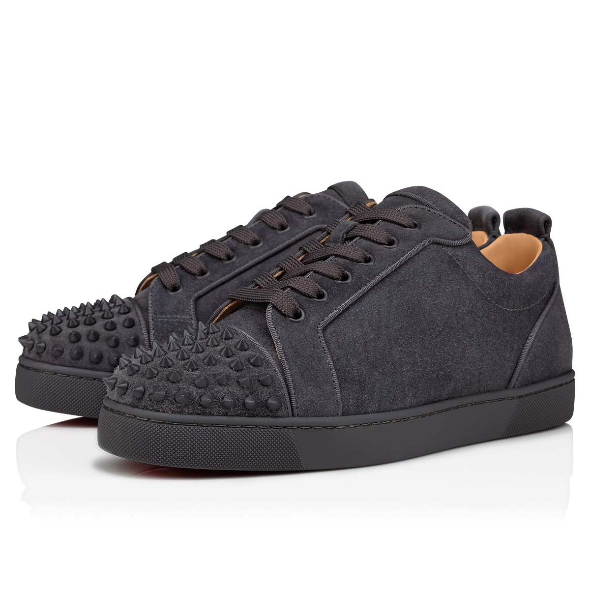 Grey Men\'s Christian Louboutin Louis Junior Spikes Low Top Sneakers | O6rNNcu6